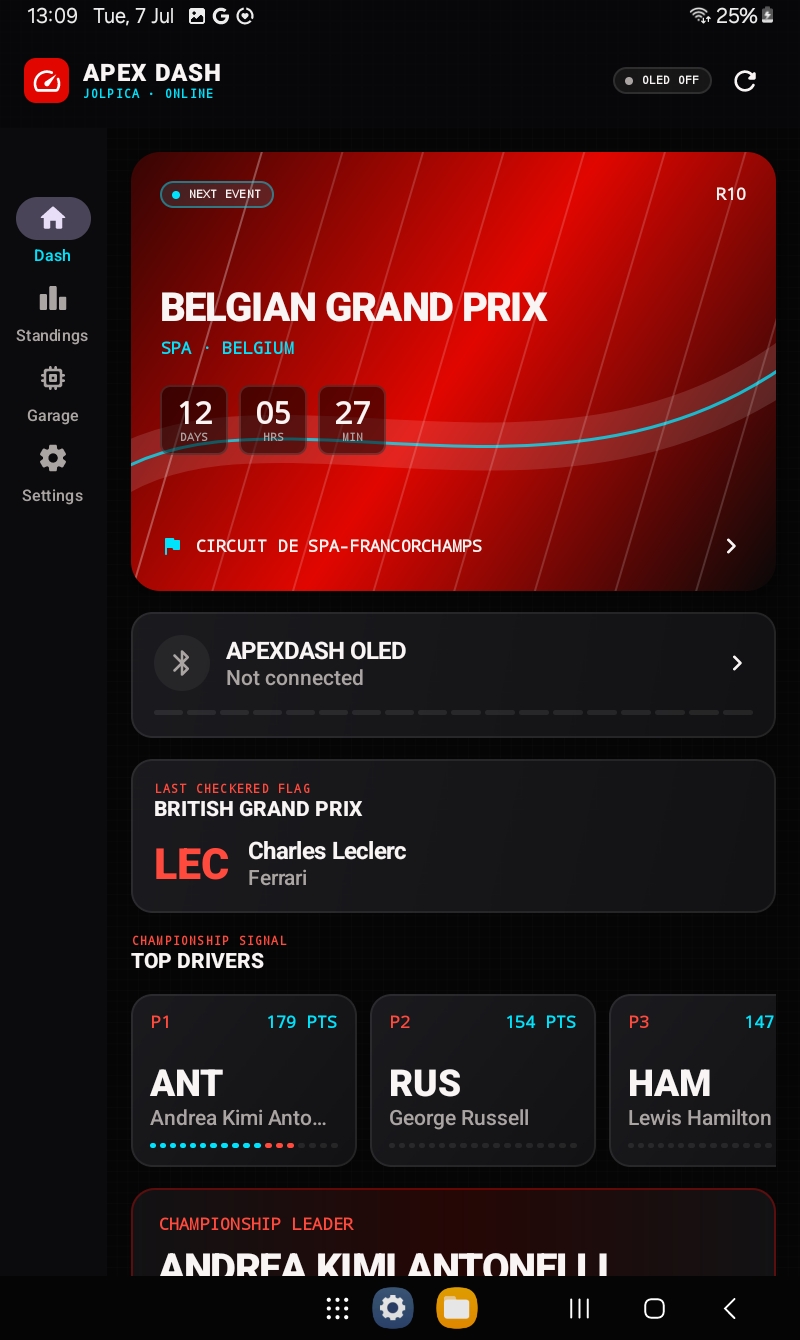 Apex Dash dashboard screenshot