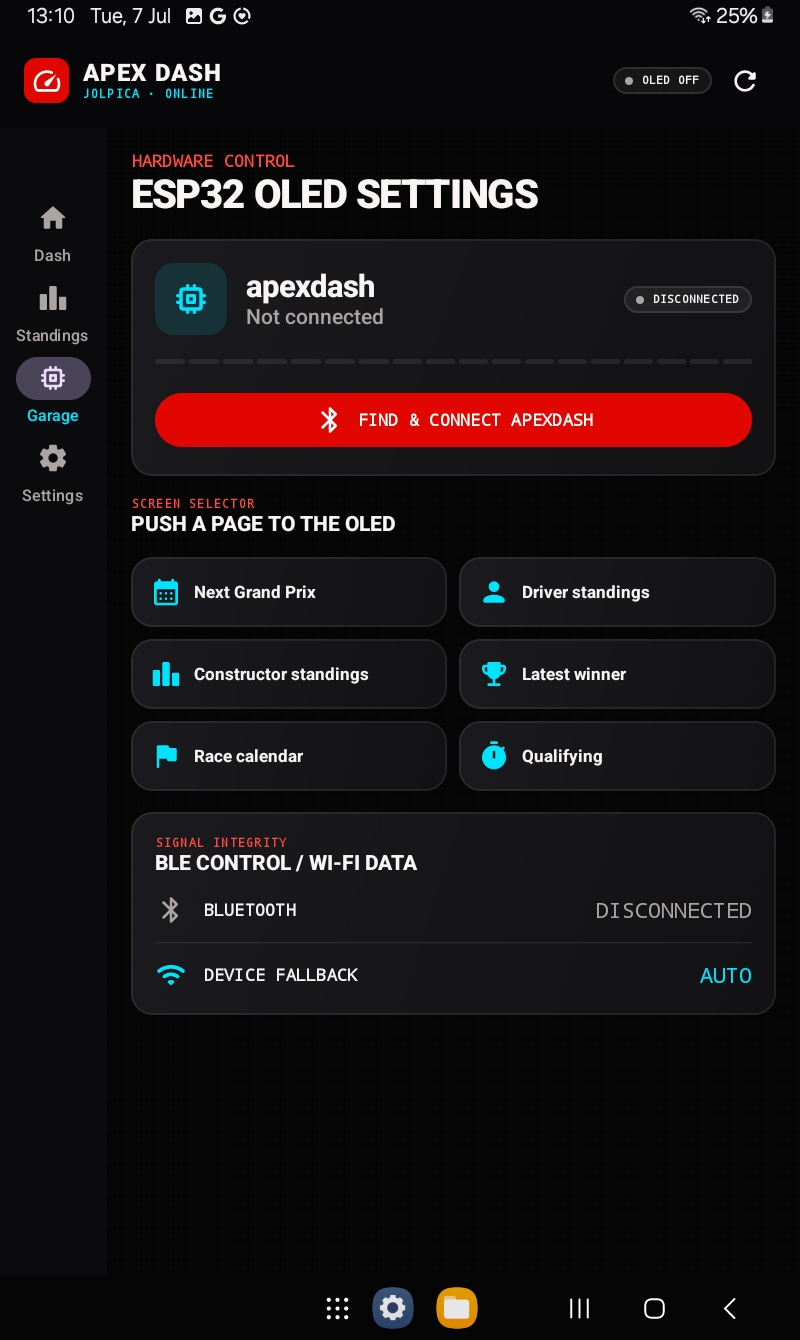 Apex Dash garage screenshot